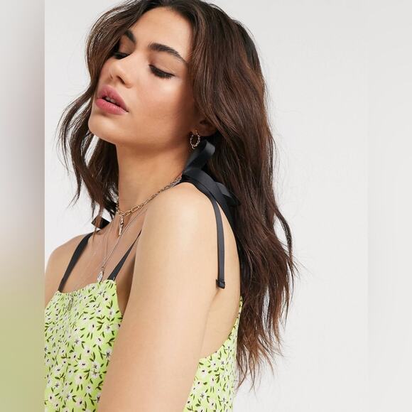 Topshop NWT Dropped Waist Midi Dress in Lime Size 10 - Picture 3 of 14